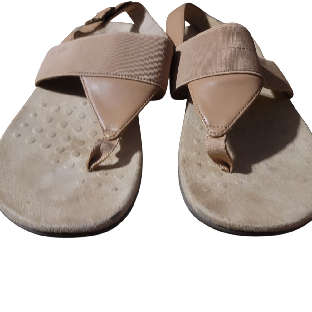 Vionic Adjustable T-Strap Sandals Danita  Color Macaroon Beige size 10 Flat - Picture 3 of 6